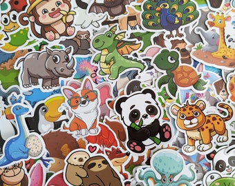 Large Animal Stickers (5-100 pcs) Cute Animal Stickers, vinyl stickers for water bottles, laptop, notebook, rewards, party favors