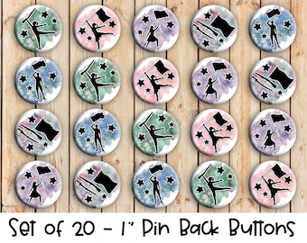 Winterguard - Set of 20 Buttons or Magnets - 1" or 1.25" pin buttons or magnets - Marching Band ColorGuard - Winter Guard Dancers