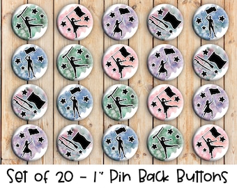 Winterguard - Set of 20 Buttons or Magnets - 1", 1.25" or 2.25" pin buttons or 1" magnets - Marching Band ColorGuard - Winter Guard Dancers