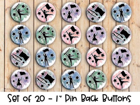 Winterguard - Set of 20 Buttons or Magnets - 1" or 1.25" pin buttons or magnets - Marching Band ColorGuard - Winter Guard Dancers