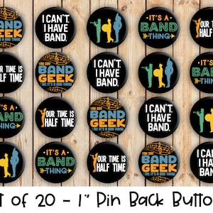 Marching Band - Set of 20 Buttons or Magnets - 1&quot; or 1.25&quot; pin buttons or 1&quot; magnets - Band Buttons - Marching Band Pin - Band Badges