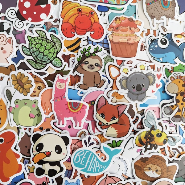 Small Animals Stickers (5-100 pcs) Cute Animals, kids party, vinyl stickers for water bottles, laptop, notebook, rewards, party favors