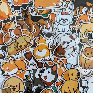 Cute Dog Stickers (5-100 pcs) Kawaii Puppy Stickers, vinyl stickers for water bottles, laptop, notebook, rewards, party favors