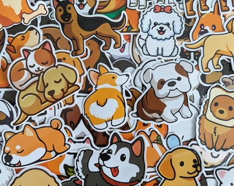 Cute Dog Stickers (50-100 pcs) Kawaii Puppy Stickers, vinyl stickers for water bottles, laptop, notebook, rewards, party favors
