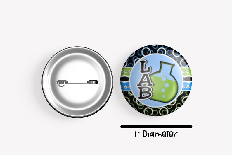 Lab Tech Themed Set of 20 Buttons or Magnets 1, 1.25 or 2.25 pin buttons or 1 magnets Lab Technician Badges Lab Themed Pins image 4