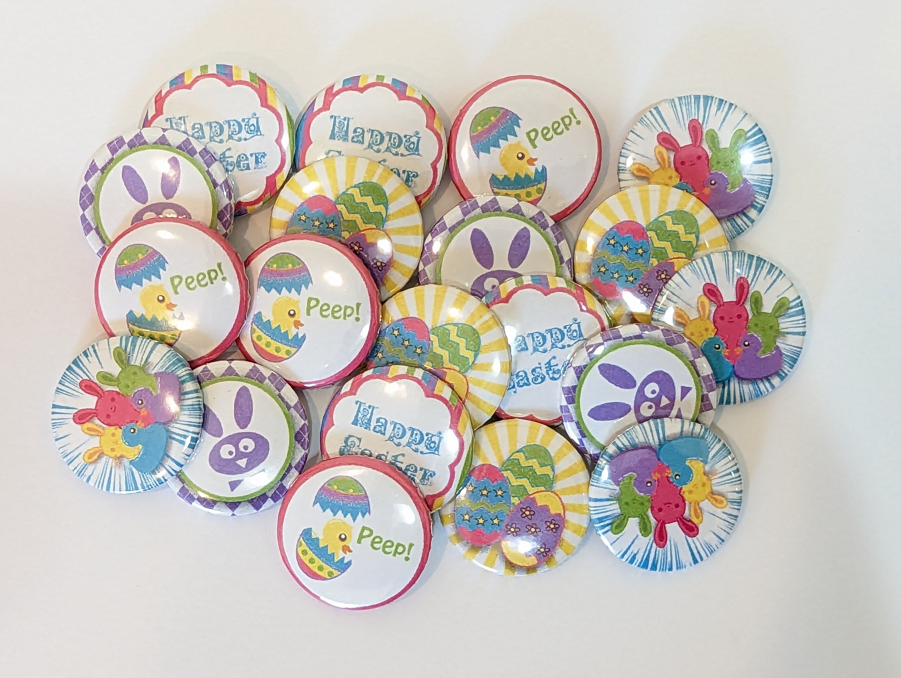 Happy Easter - Set of 20 Buttons or Magnets - 1