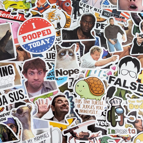 Meme Stickers (5-100 pcs) Funny Internet Stickers, vinyl stickers for water bottles, laptop, notebook, rewards, party favors