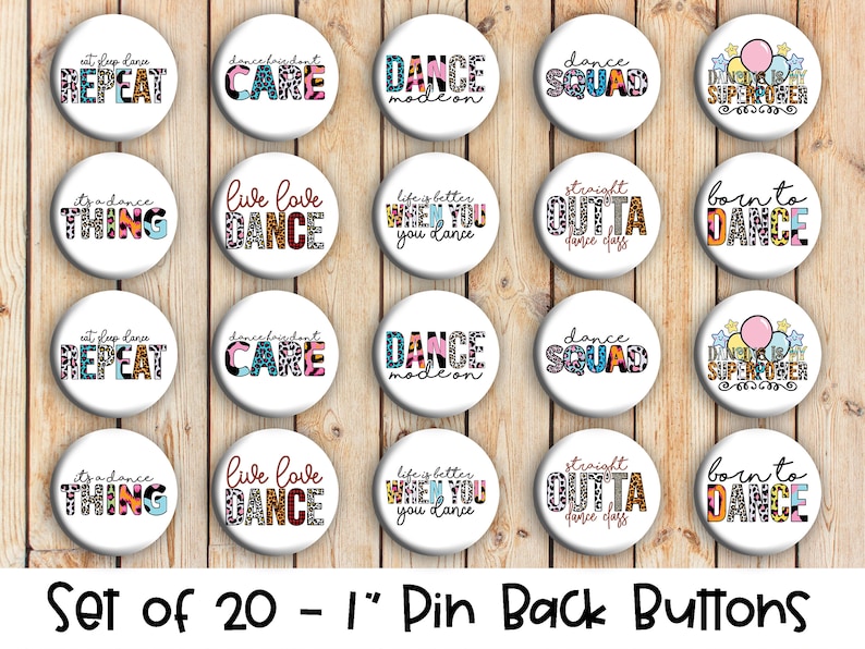 Dance Designs - Set of 20 Buttons or Magnets - 1