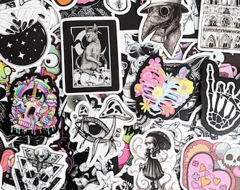 Gothic Stickers (5-100 pcs) Dark Horror, Goth vinyl stickers for water bottles, laptop, notebook, rewards, party favors