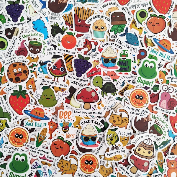 Cute Reward Stickers for kids (5-100 pcs) kids party, vinyl stickers for water bottles, laptop, notebook, rewards, party favors