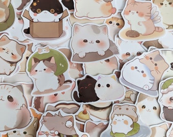 Cute Cat Stickers (5-100 pcs) Kawaii Kitten Stickers, vinyl stickers for water bottles, laptop, notebook, rewards, party favors