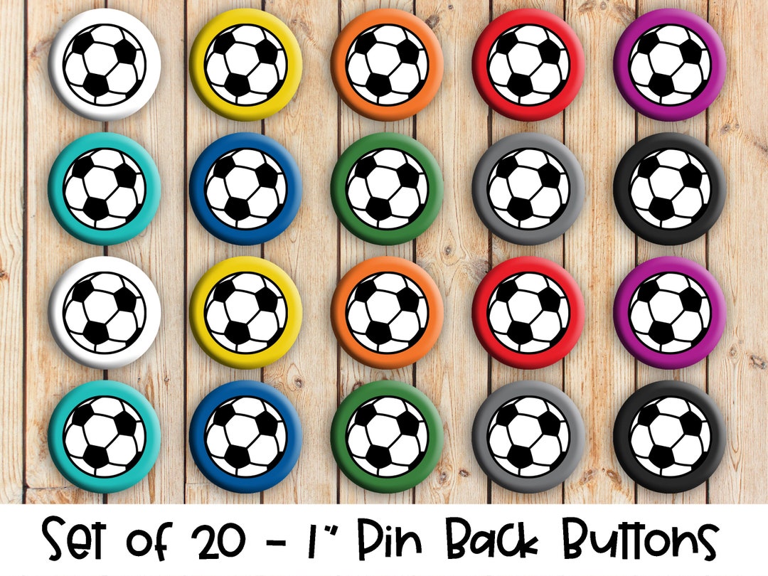 Soccer Button Soccer Ball Designs - Set of 20 Buttons or Magnets - 1