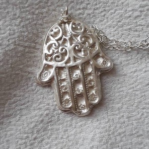 Fine Silver patterned Hamsa - Hand of Fatima