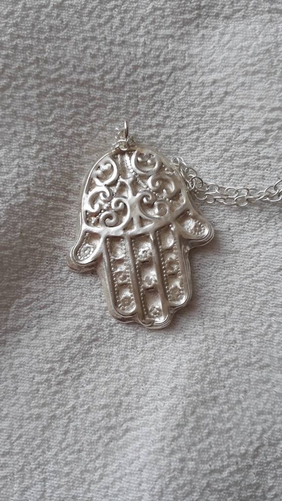 Fine Silver patterned Hamsa - Hand of Fatima
