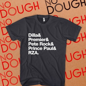 J Dilla Premier Pete Rock Prince Paul RZA shirt, Helvetica font,  Charcoal GRAY T-Shirt, Hip Hop DJ, hip hop shirt, cotton shirt,