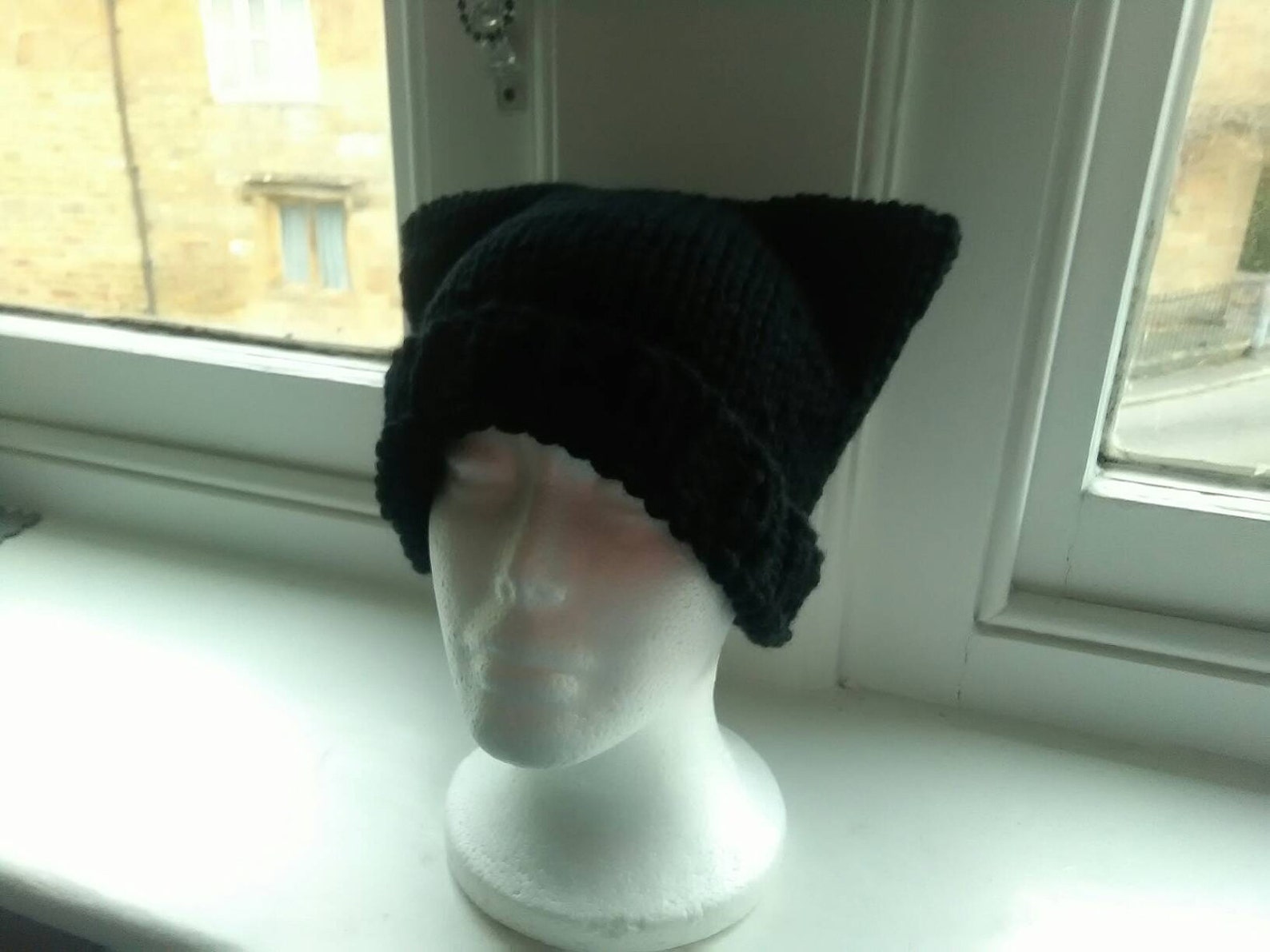 Mens cat hat large mens beanie black animal ear hat Etsy
