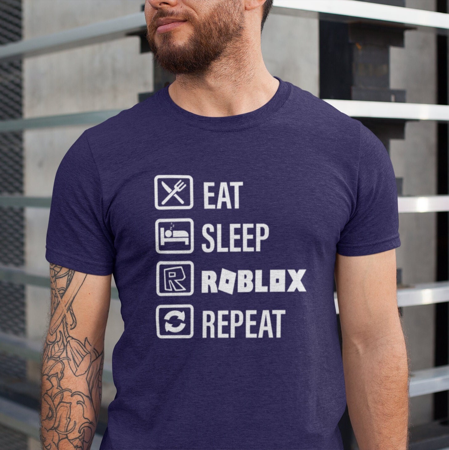 Funny Eat Sleep Roblox Repeat Retro Vintage Baseball Sleeve Shirt