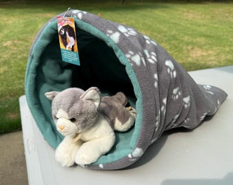 Paw Prints on Gray Cat Cuddly