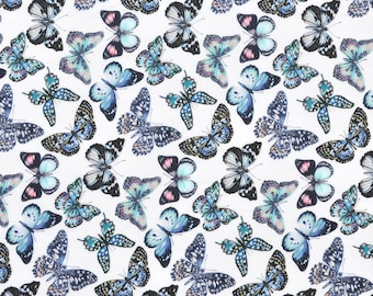 Liberty fabric Tana Lawn Julie Butterfly A - 9''x26'', 18''x26'' or yardage - blue- The Wonderful Fantastical Collection