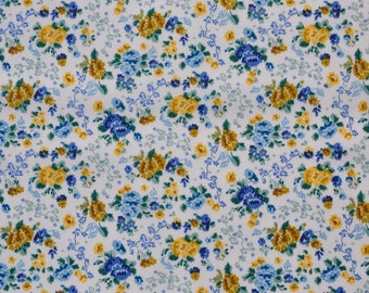 Liberty fabric Tana Lawn Lizzy Rose B - 9''x26'', 18''x26'' or yardage - blue/yellow - The Archivist's Edit Collection