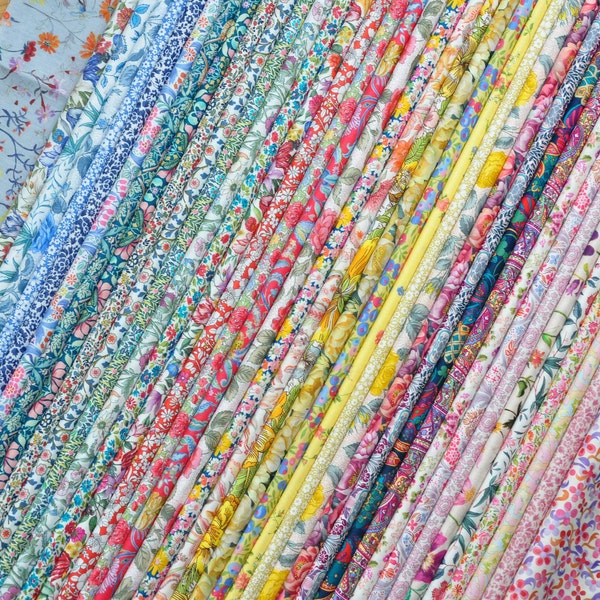 40 LIBERTY of London Fabric Tana Lawn 5" x 5" Patchwork pieces, squares 'Liberty Rainbow',Liberty Fabric Bundles