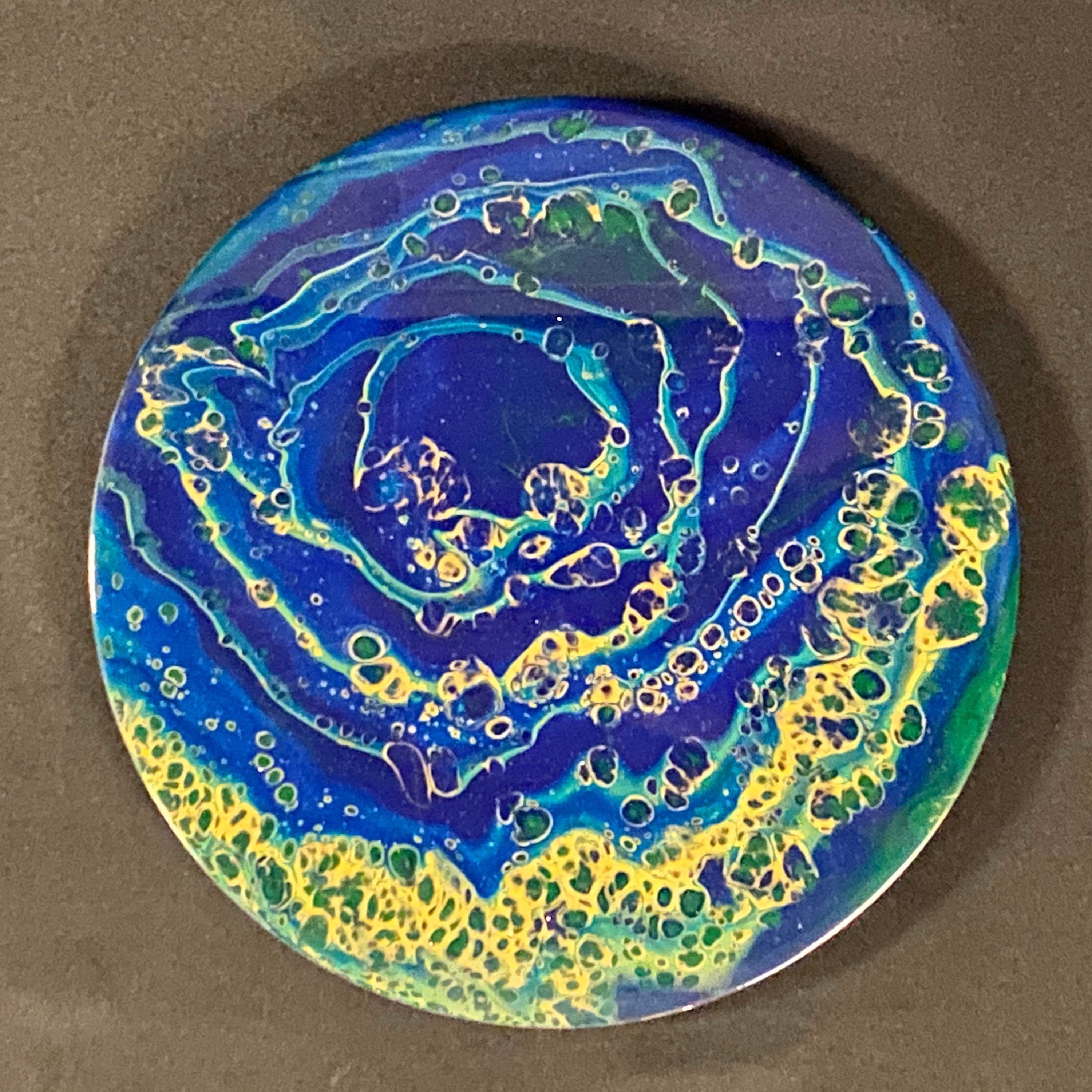 12 wall hanging abstract art round art fluid art Etsy