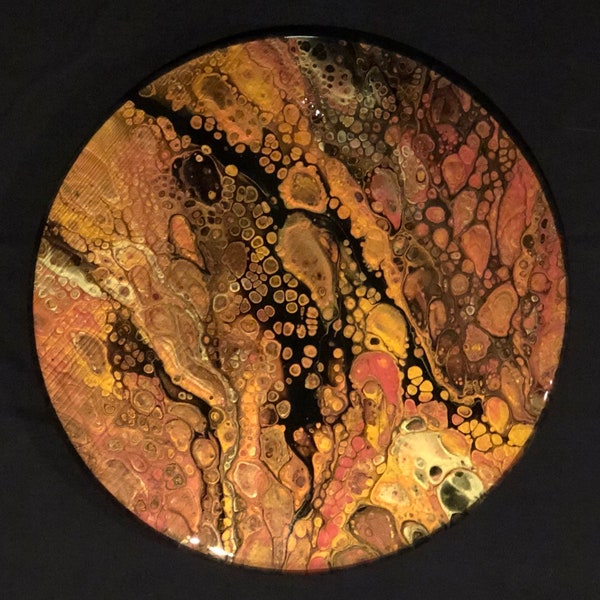 15" Lazy Susan, Turntable, Acrylic Pour, Kitchen Decor, Dining Table Decor, Bar Decor, Centerpiece, Autumn Decor