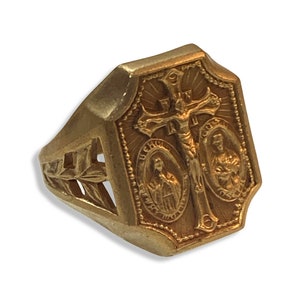 Vintage Jesus Maria & St. Joseph beten für uns Goldring