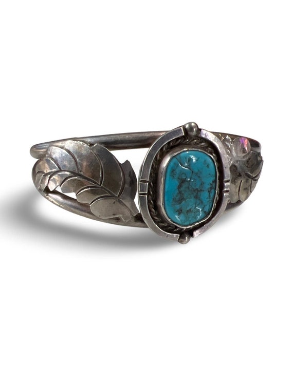 Turquoise Cuff Native American Style Sterling Silv