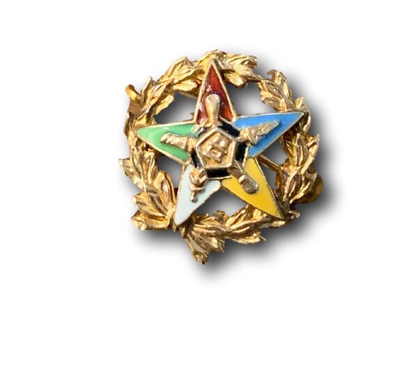 Eastern Star Masonic Pin Vintage Antique 10k Yell