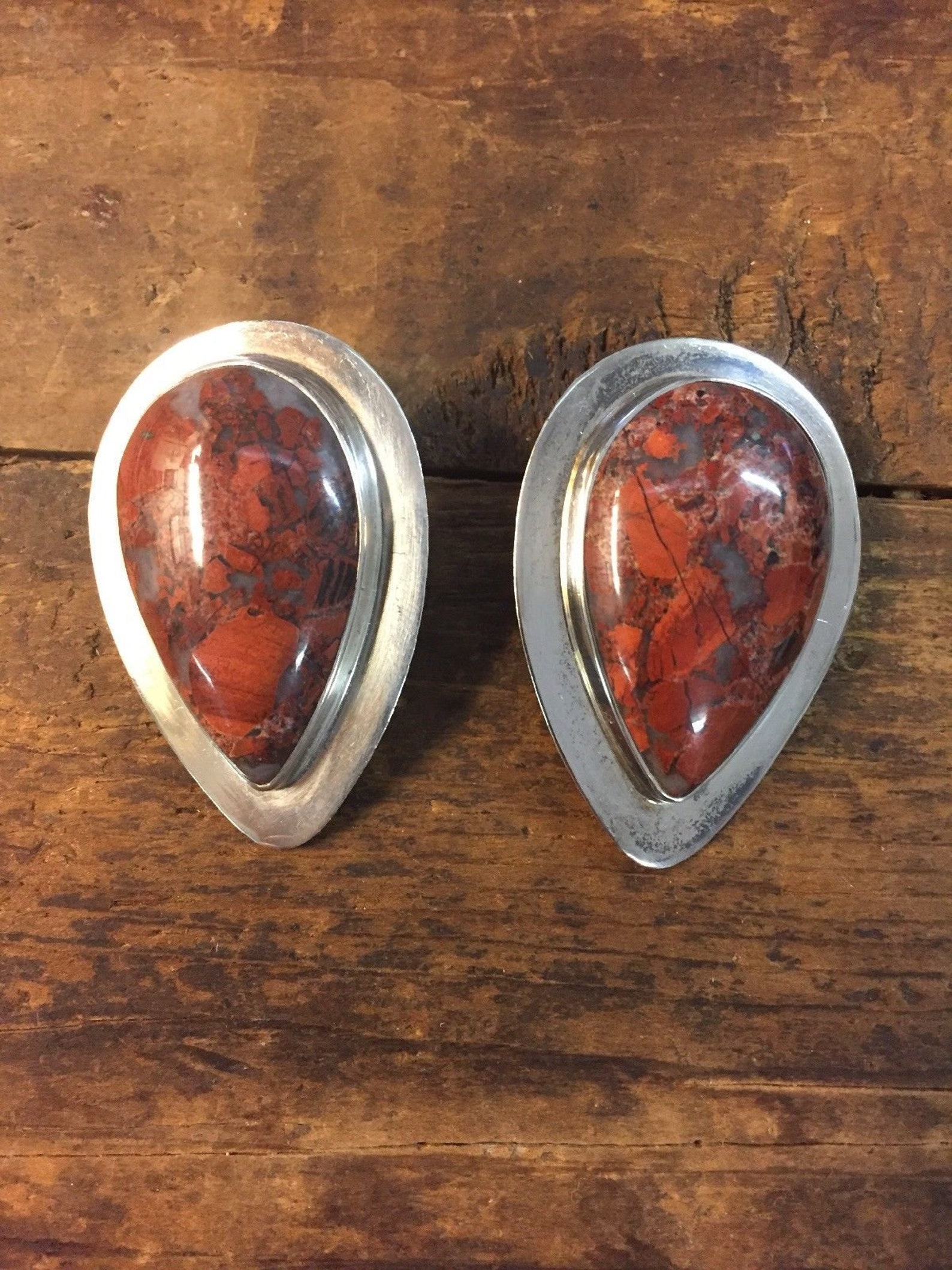 Vintage GFMW Large Earrings Great Falls Metal Works Opal Etsy