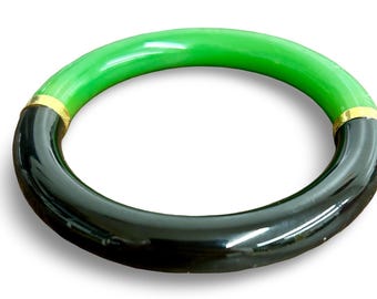 Vintage Givenchy Black & Green Lucite Bangle Bracelet