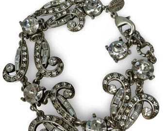 Sweet Romance Rhinestone Bracelet Victorian Style Silver Tone
