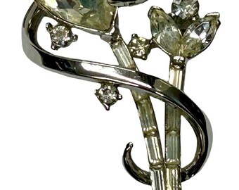 Vintage Trifari Pat Pend Crystal Rhinestone Fur Clip Brooch