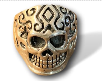 Gothic Skull Ring Biker Women Memento Mori Size 925 Sterling Silver Size 6