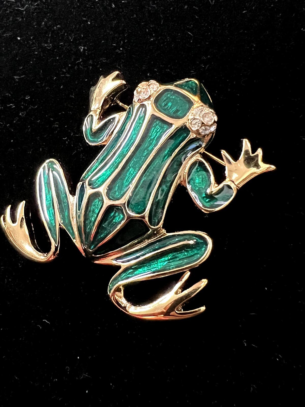 ヴィンテージ サイン入り Trifari TM グリーン エナメル カエル