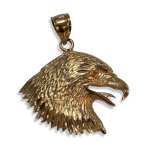 Vintage 14k Yellow Gold Bald Eagle Head Necklace Pendant