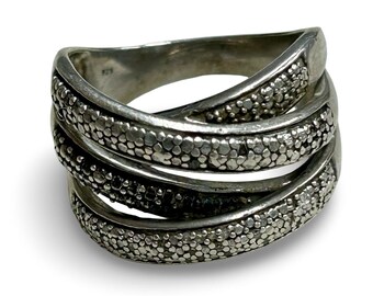 Anillo envolvente de plata de ley estilo marcasita