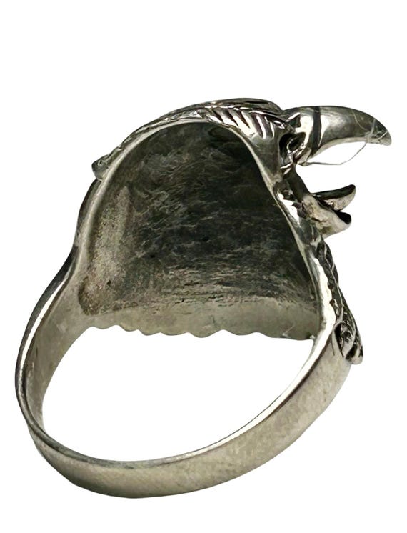 Sterling Silver Eagle Head Ring  Bold Detailed De… - image 4