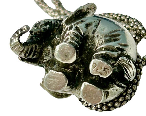 Sterling Silver  925 Statement Elephant Pendant W… - image 4