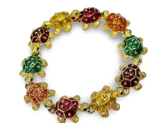 KJL  Kenneth Jay Lane Signed Multicolor Enamel Tu… - image 1