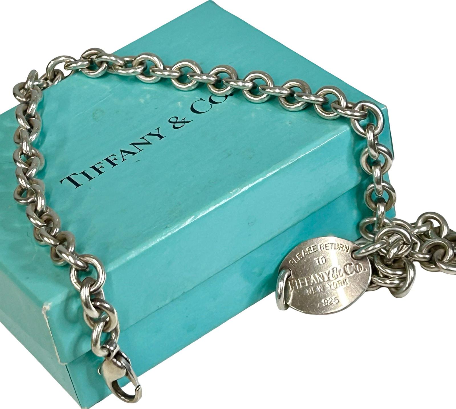 Tiffany & Co. “please Return To” Oval Tag Necklace Sterling Silver 