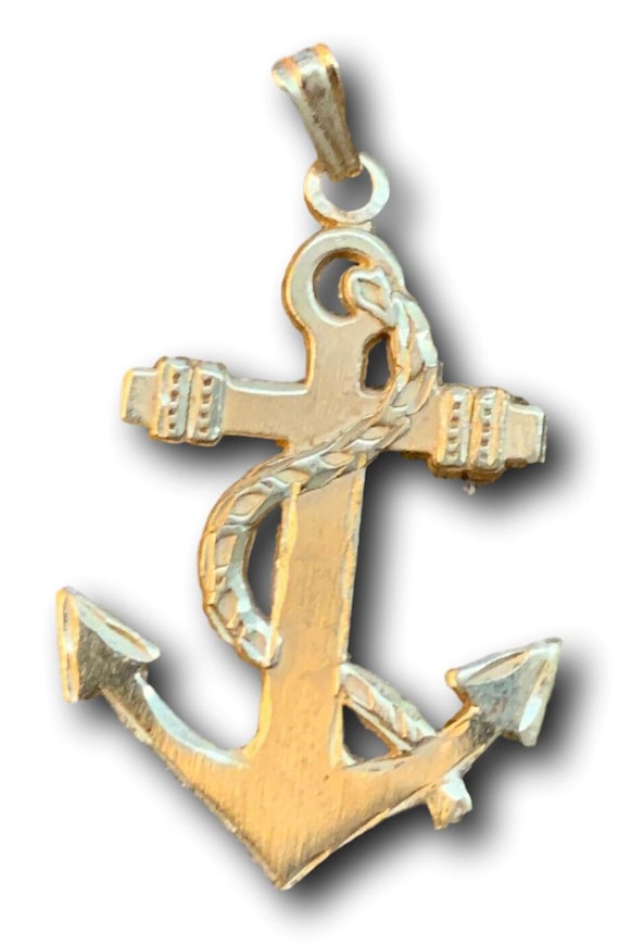14k Solid Yellow Gold Anchor Charm Pendant Nautical Charm