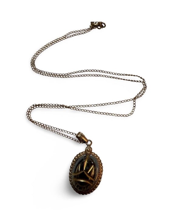 Vintage1/20 12K Gold Filled Black Scarab Necklace 