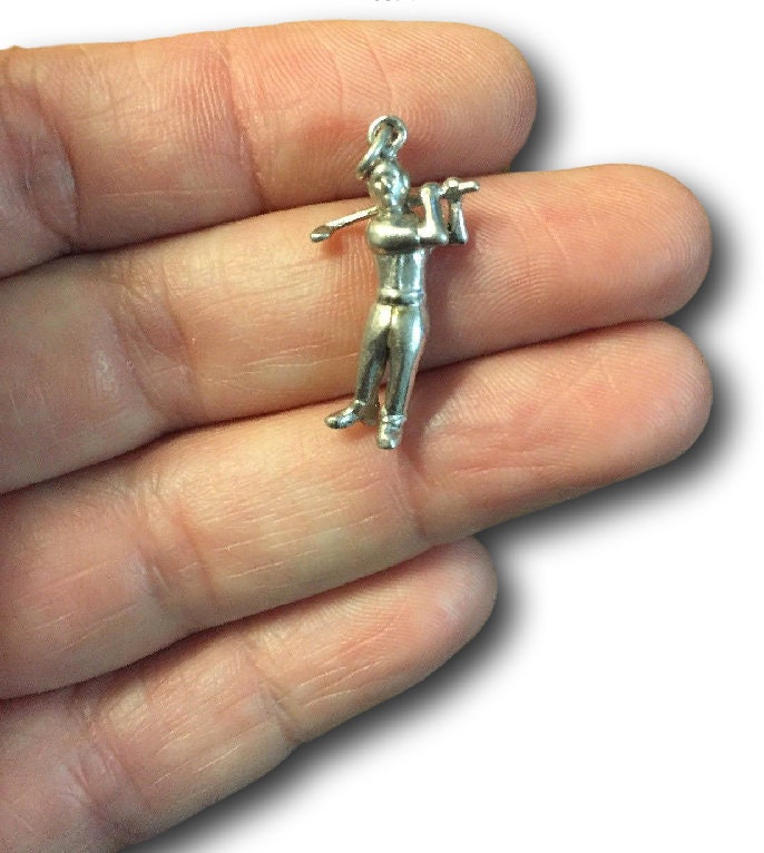 Golf Charm Vintage Sterling Silver 3D Golfer Bracelet Charm Etsy