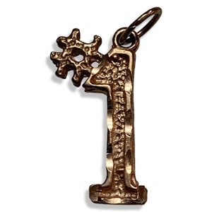 Vintage 14k Yellow Gold #1 ONE charm necklace pendant