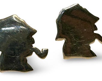Vintage Sterling Silver Sherlock Holmes Cufflinks English Hallmarks