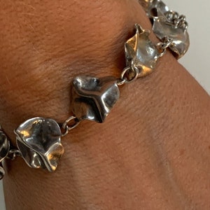 Vintage Sterling Silver Bracelet Modernist Design Crumpled Paper Unique Jewelry image 2