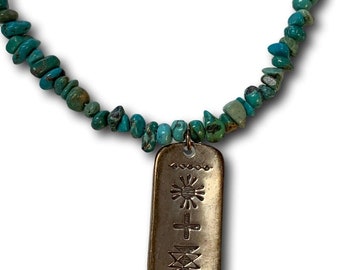 Sterling Silver Turquoise Carolyn Pollack Dog Tag Necklace JOY GUIDANCE LIFE