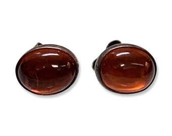 Vintage 925 Sterling Silver Baltic Amber Stud Earrings